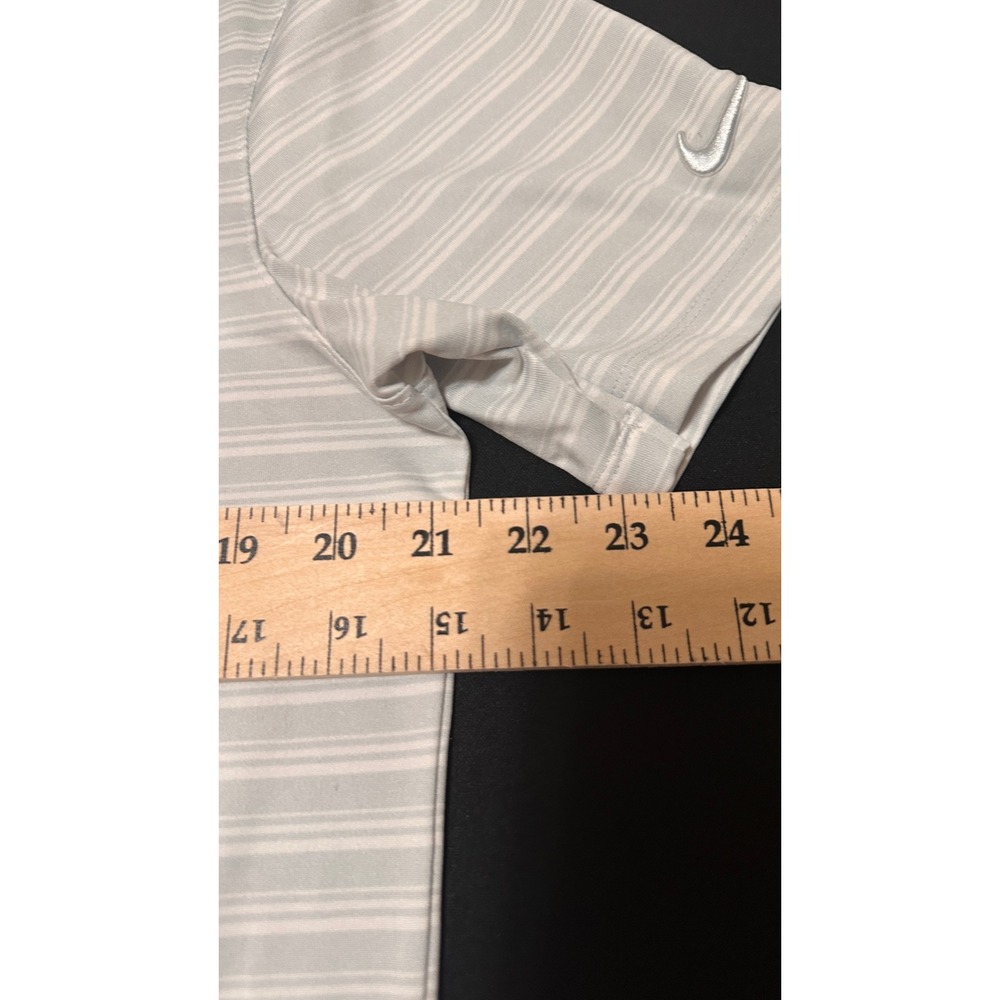Nike Golf Dri-FIT Mens Medium Polo Shirt Grey White Striped Short Sleeve 445591 - Picture 6 of 7